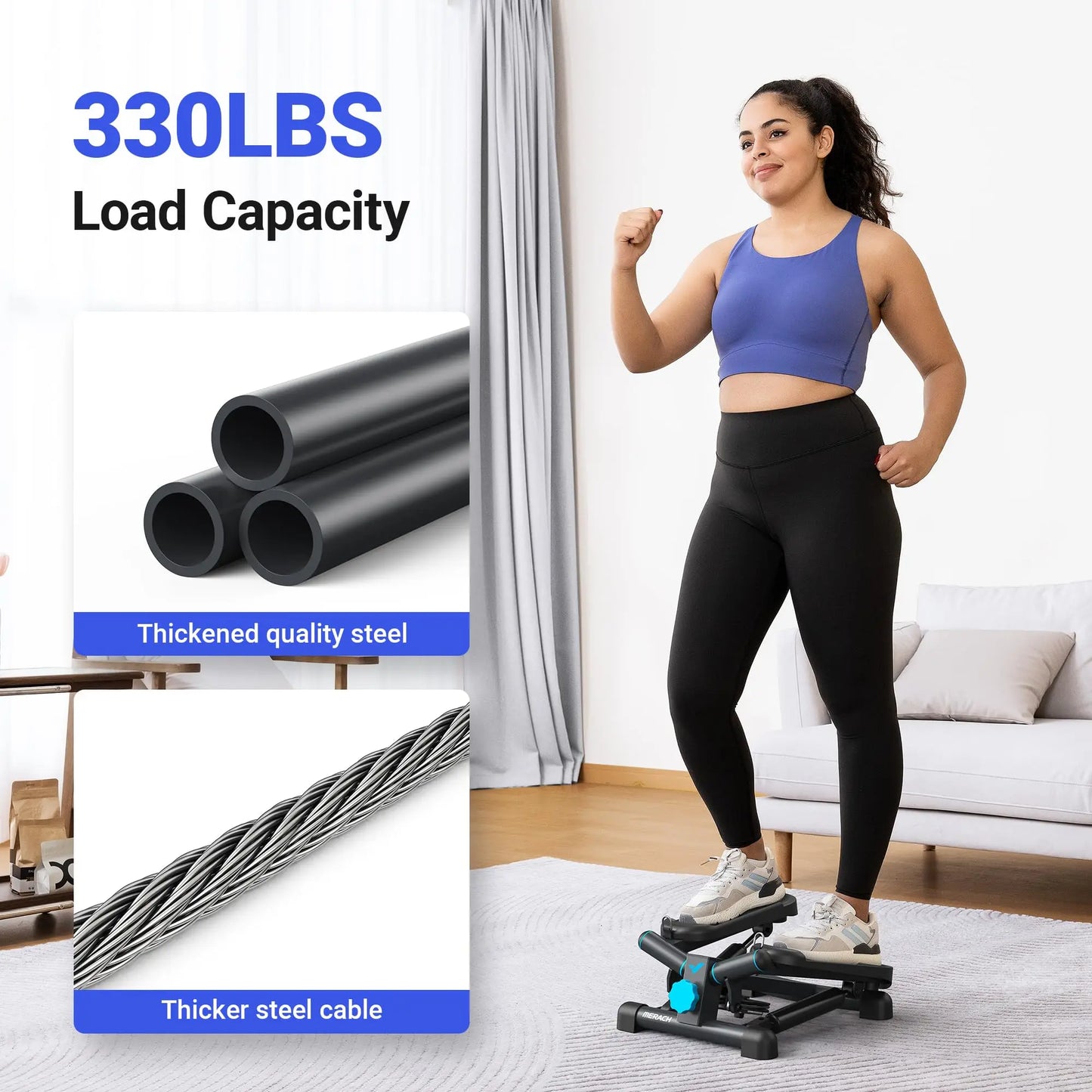 MERACH Mini Stepper for Exercise Twist Stair Stepper 330LBS Capacity Stepper with Resistance Band