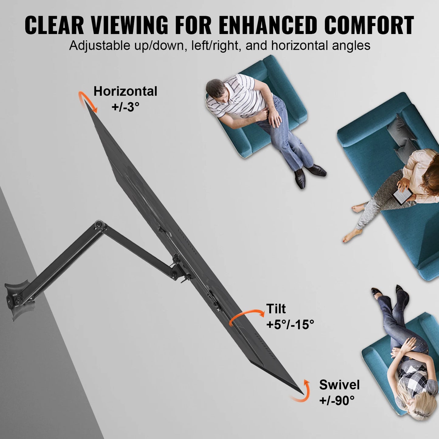 SucceBuy FullMotion TV Mount Fit for Most 26-55inch TVs Swivel Tilt Horizontal Adjustment TVWall Mount Bracket Articulating Arms