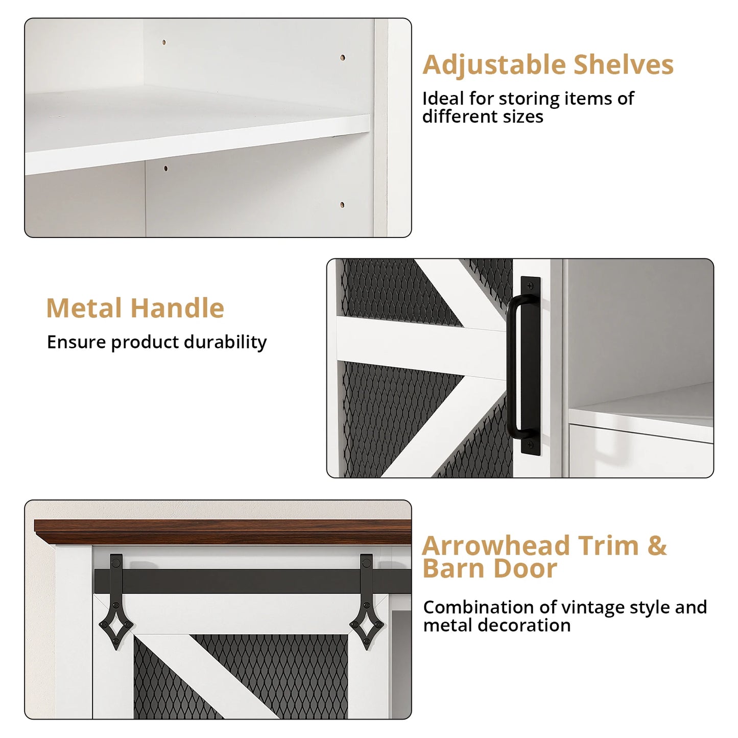 Modern TV Stand for TVs up to 60’’, Entertainment Center w/1 Drawer & 2 Storage Cabinets, Large Media Console Cabinet