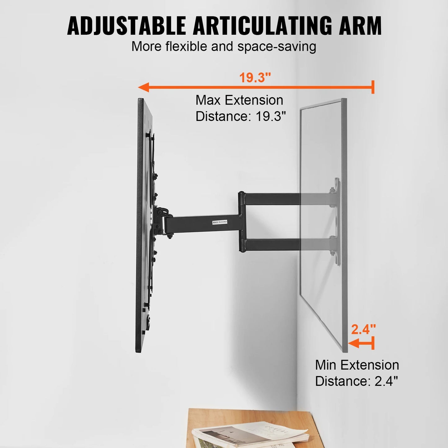 SucceBuy FullMotion TV Mount Fit for Most 26-55inch TVs Swivel Tilt Horizontal Adjustment TVWall Mount Bracket Articulating Arms