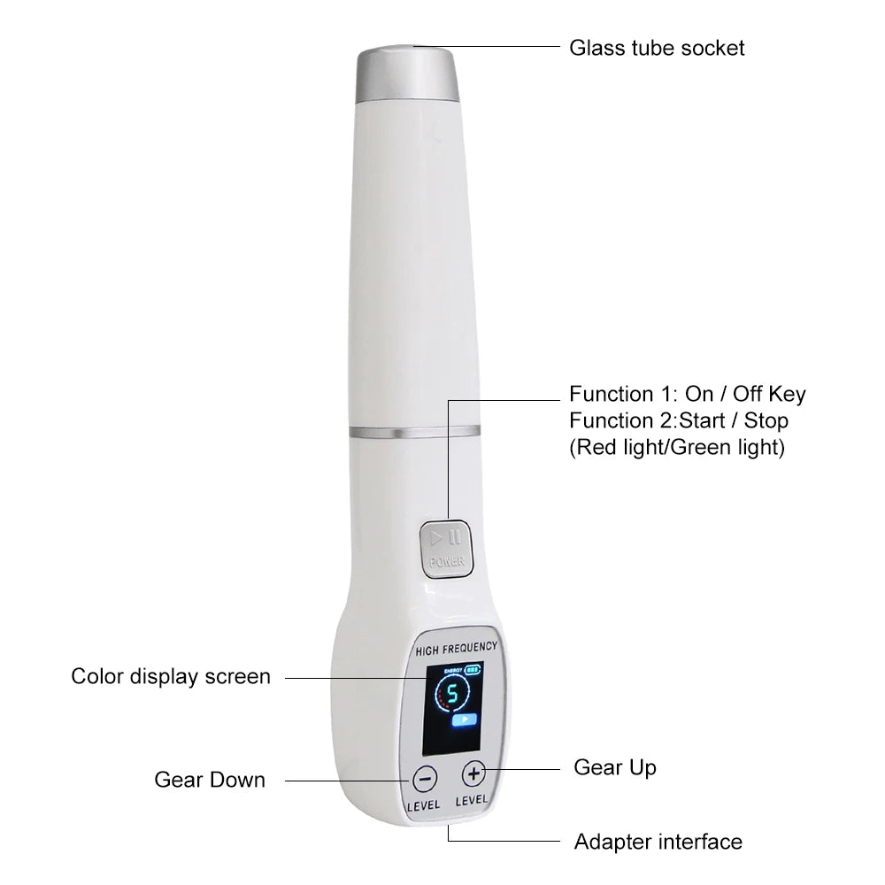 High Frequency Electrode Wand Glass Tube Electrotherapy Acne Spot Remover
