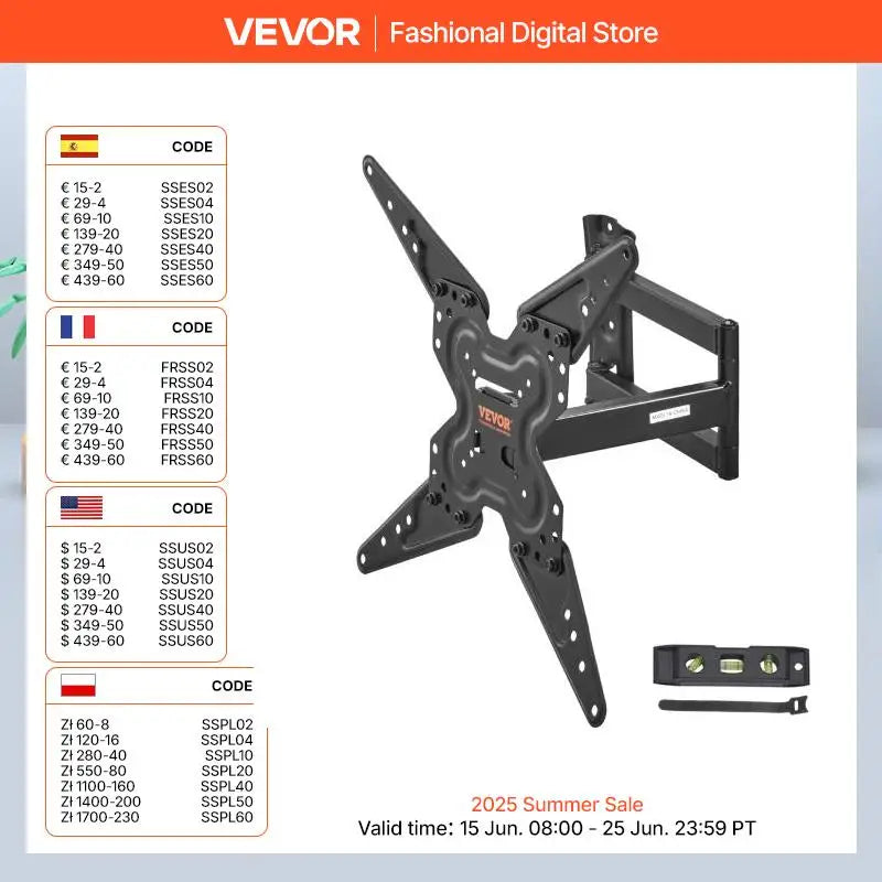 SucceBuy FullMotion TV Mount Fit for Most 26-55inch TVs Swivel Tilt Horizontal Adjustment TVWall Mount Bracket Articulating Arms