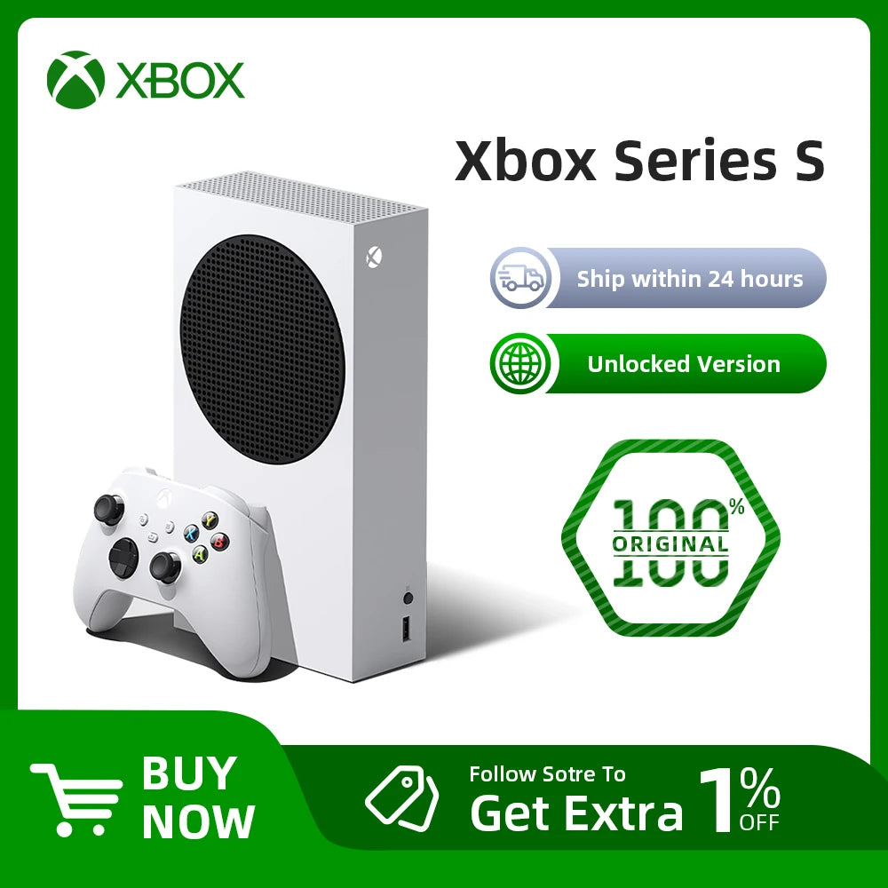 100% New Original Microsoft Xbox Series S 512G Game Consoles w/Xbox Wireless Controller Console