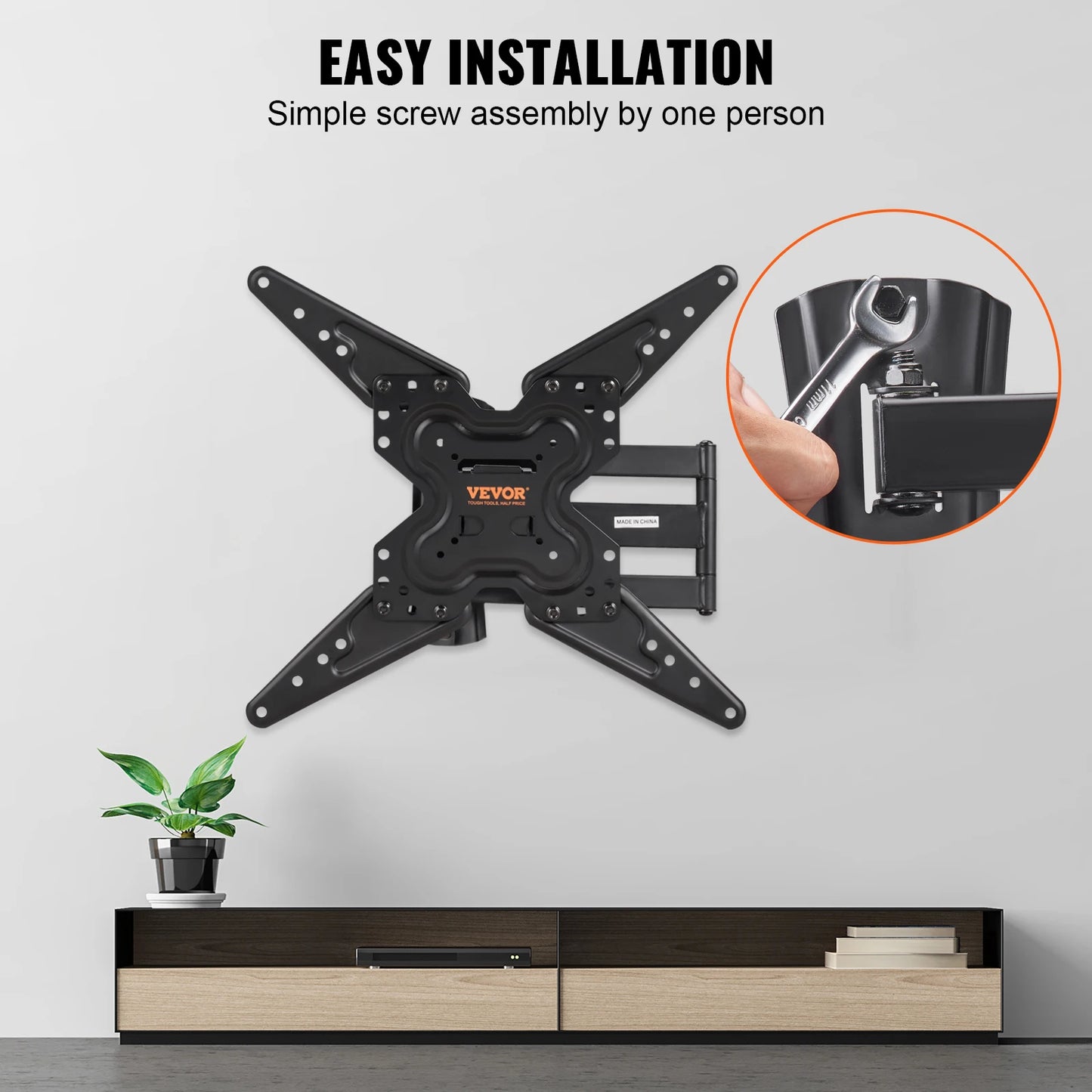 SucceBuy FullMotion TV Mount Fit for Most 26-55inch TVs Swivel Tilt Horizontal Adjustment TVWall Mount Bracket Articulating Arms
